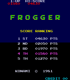 frogger scores