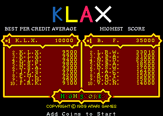 klax scores